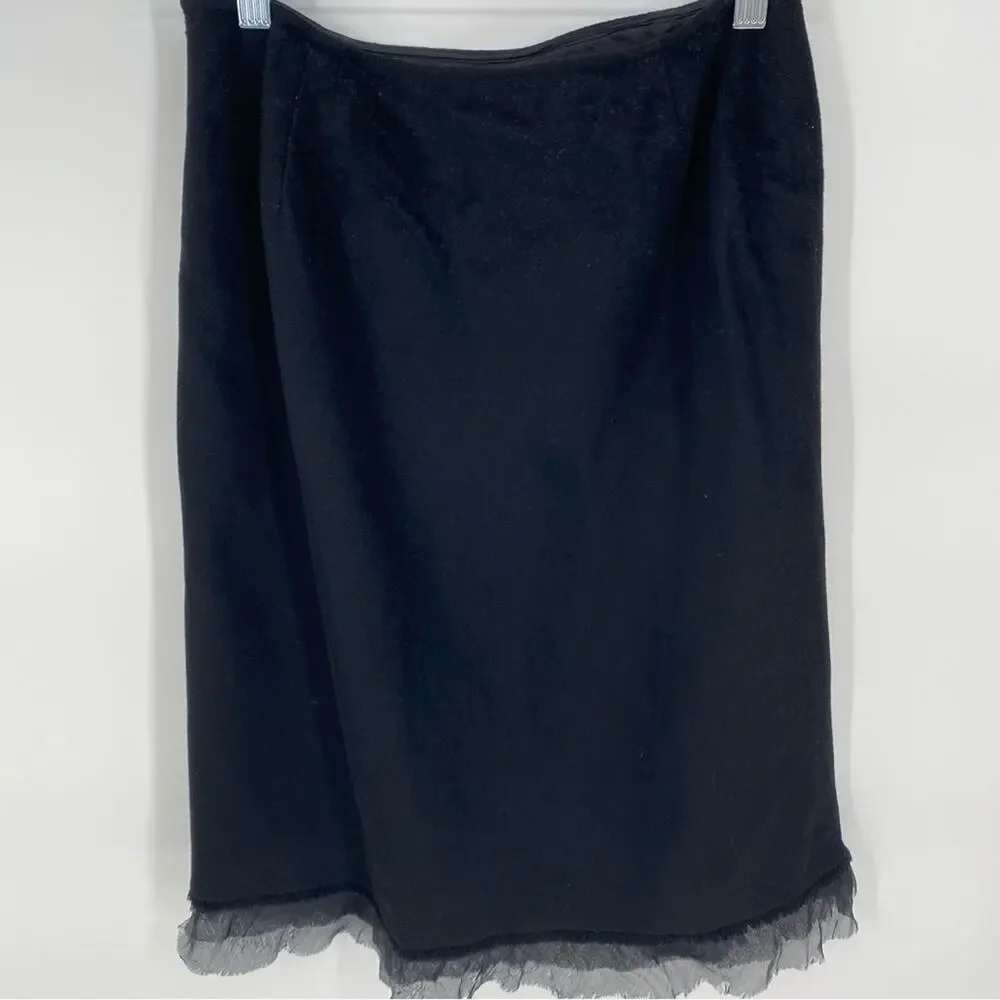 Lafayette 148 New York Pencil Skirt‎ Wool Blend  Sheer Edging Quiet Luxury 2